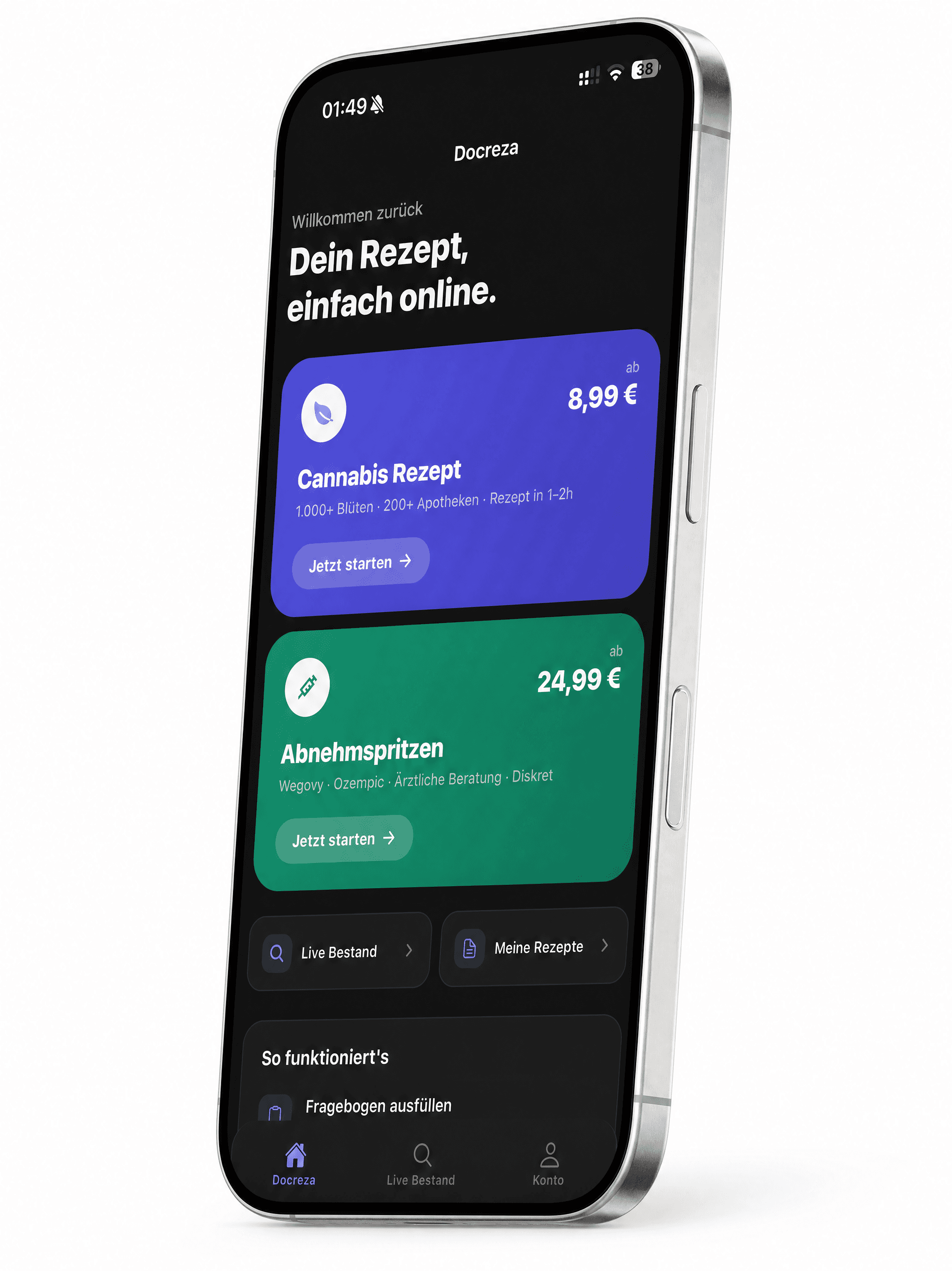 docreza App — Rezept-Historie, Chat mit Arzt, Push-Benachrichtigung